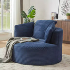 Fauteuil d'appoint rond moderne en velours côtelé avec dossier rembourré, petit fauteuil de loisirs, canapé simple pour salon, bureau, appartement