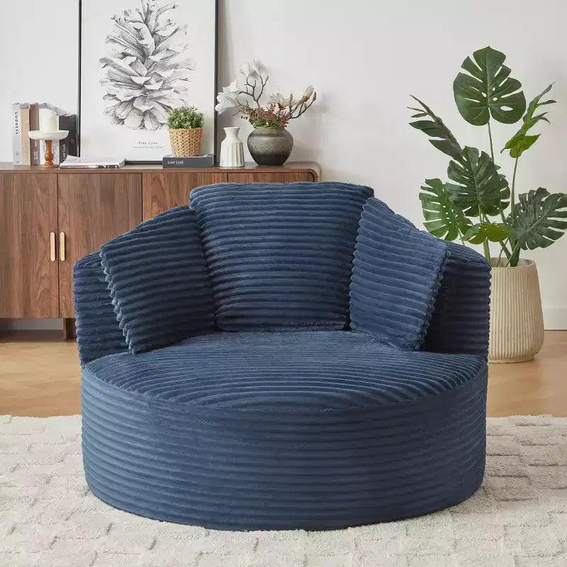 Fauteuil d'appoint rond moderne en velours côtelé avec dossier rembourré, petit fauteuil de loisirs, canapé simple pour salon, bureau, appartement