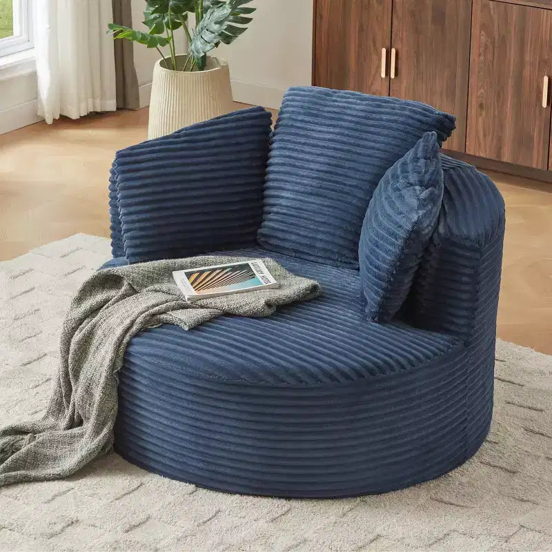 Fauteuil d'appoint rond moderne en velours côtelé avec dossier rembourré, petit fauteuil de loisirs, canapé simple pour salon, bureau, appartement