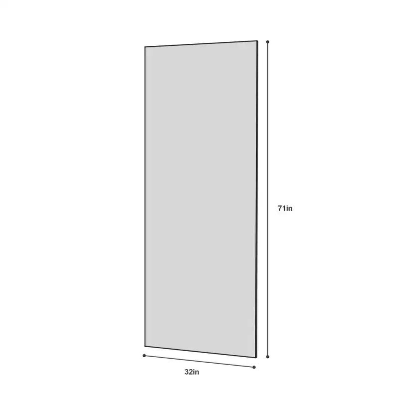 Miroir sur pied incassable 70*31in avec cadre en alliage d'aluminium, miroir mural haute définition, miroir pour chambre, salon
