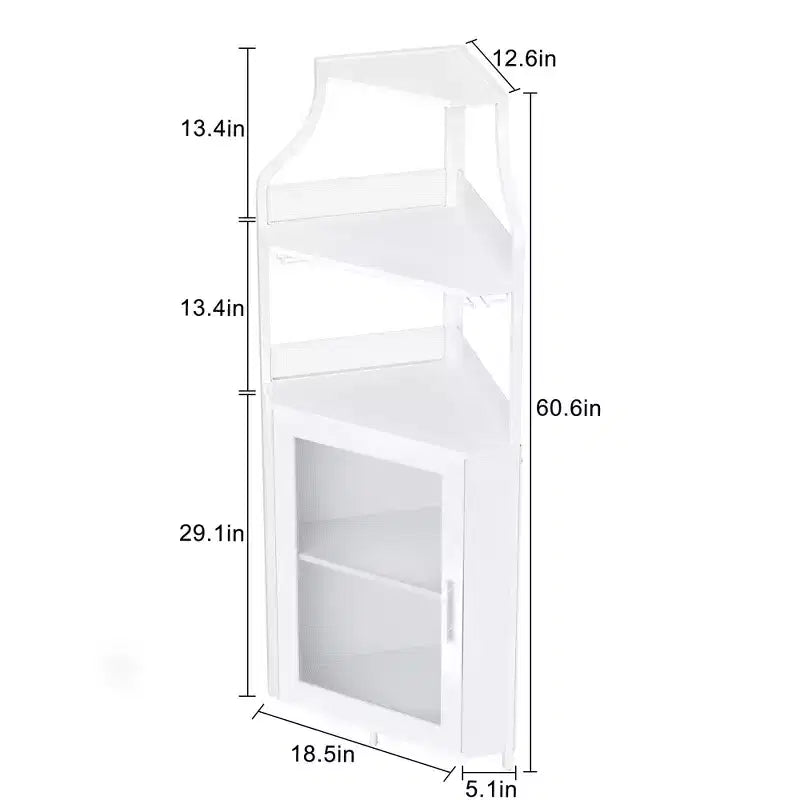 Meuble de rangement pour vin d'angle blanc 29 pour petits espaces, peut contenir plus de 50 bouteilles et de la verrerie, meuble de rangement en MDF avec dessus de bar pour liqueurs et accessoires de cocktails