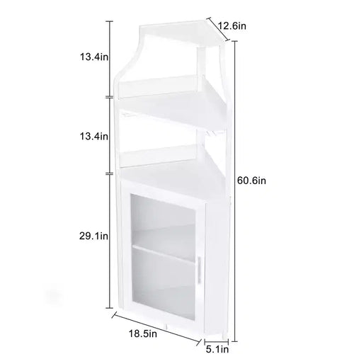 Meuble de rangement pour vin d'angle blanc 29 pour petits espaces, peut contenir plus de 50 bouteilles et de la verrerie, meuble de rangement en MDF avec dessus de bar pour liqueurs et accessoires de cocktails