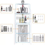 Meuble de rangement pour vin d'angle blanc 29 pour petits espaces, peut contenir plus de 50 bouteilles et de la verrerie, meuble de rangement en MDF avec dessus de bar pour liqueurs et accessoires de cocktails