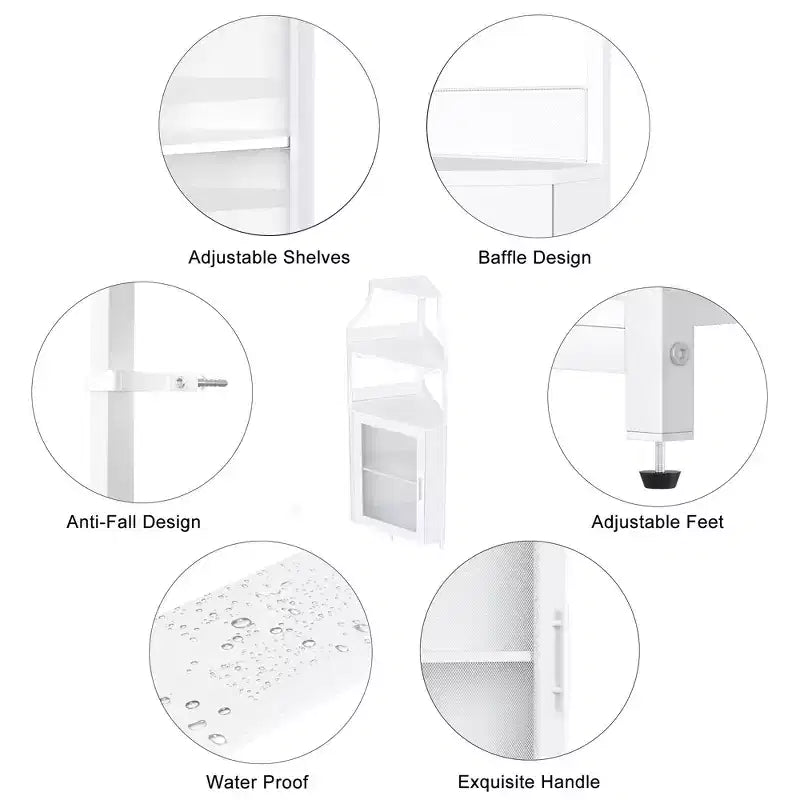 Meuble de rangement pour vin d'angle blanc 29 pour petits espaces, peut contenir plus de 50 bouteilles et de la verrerie, meuble de rangement en MDF avec dessus de bar pour liqueurs et accessoires de cocktails