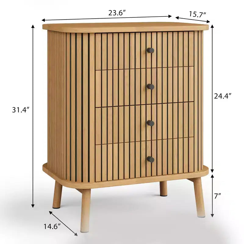 Commodes à 4 tiroirs, Commode de rangement moderne avec pieds en bois, Organisateur de rangement en bois pour chambre d'enfant, chambre à coucher, salon
