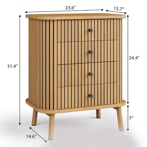 Commodes à 4 tiroirs, Commode de rangement moderne avec pieds en bois, Organisateur de rangement en bois pour chambre d'enfant, chambre à coucher, salon
