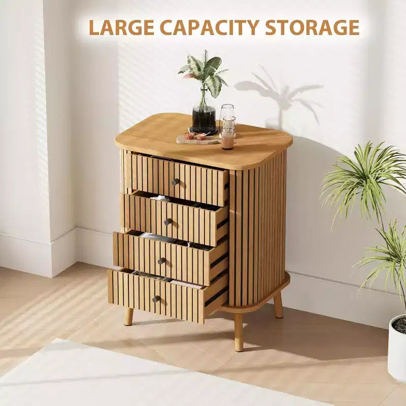 Commodes à 4 tiroirs, Commode de rangement moderne avec pieds en bois, Organisateur de rangement en bois pour chambre d'enfant, chambre à coucher, salon