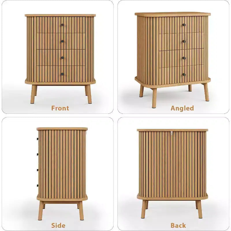 Commodes à 4 tiroirs, Commode de rangement moderne avec pieds en bois, Organisateur de rangement en bois pour chambre d'enfant, chambre à coucher, salon