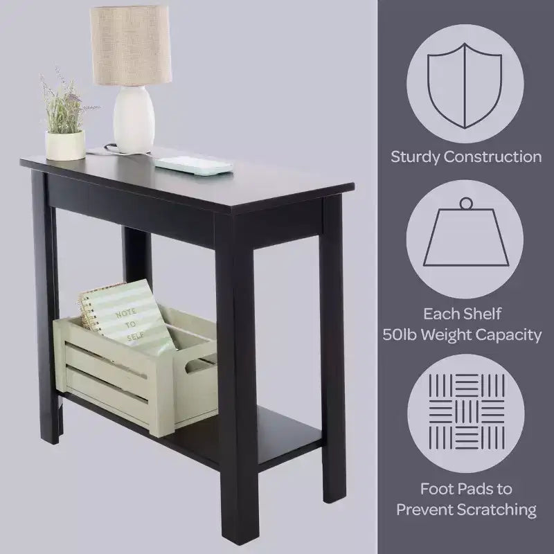 Table d'appoint étroite  avec station de recharge