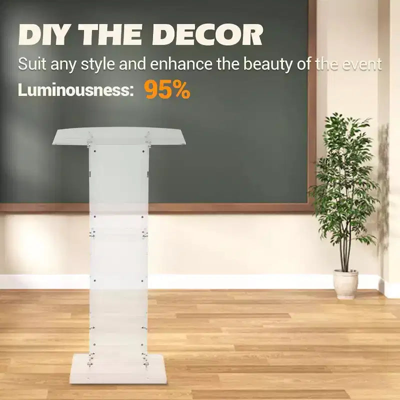 47 pupitres en acrylique transparent, support de présentation transparent avec étagère de rangement, pour cérémonies de mariage, églises, écoles et événements commerciaux