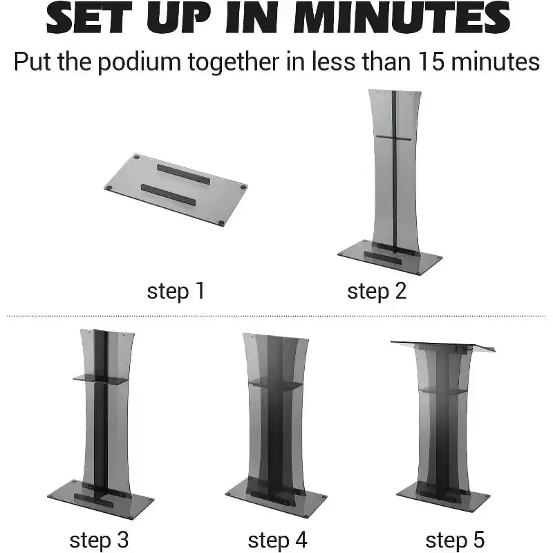47 pupitres en acrylique transparent, support de présentation transparent avec étagère de rangement, pour cérémonies de mariage, églises, écoles et événements commerciaux