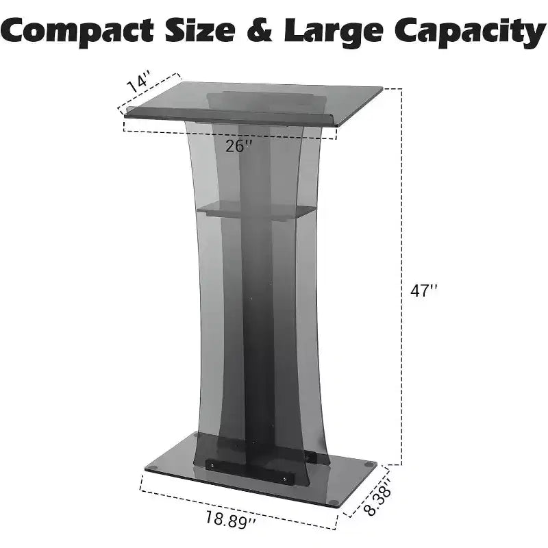 47 pupitres en acrylique transparent, support de présentation transparent avec étagère de rangement, pour cérémonies de mariage, églises, écoles et événements commerciaux