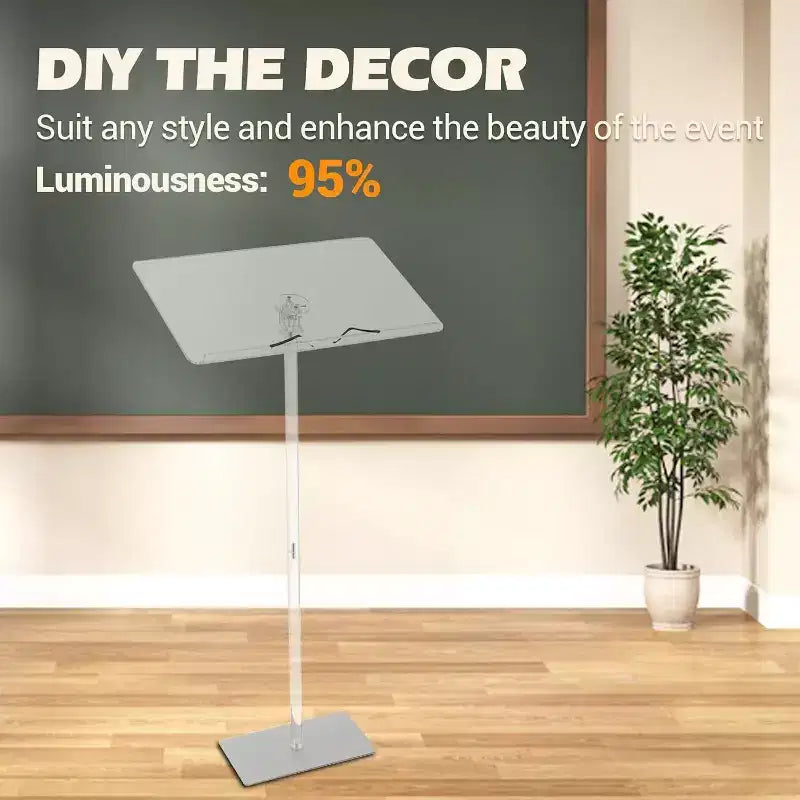 47 pupitres en acrylique transparent, support de présentation transparent avec étagère de rangement, pour cérémonies de mariage, églises, écoles et événements commerciaux