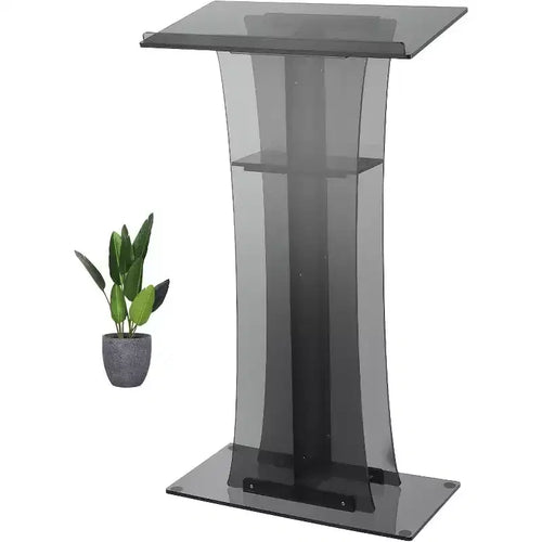 47 Clear Acrylic Lectern Podium, Transparent Presentation Stand with Storage Shelf, for Wedding Ceremonies, Church, School & Business Events