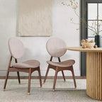 Chaise de salle à manger capitonnée en bois de style Mid-Century Modern (Lot de 2)