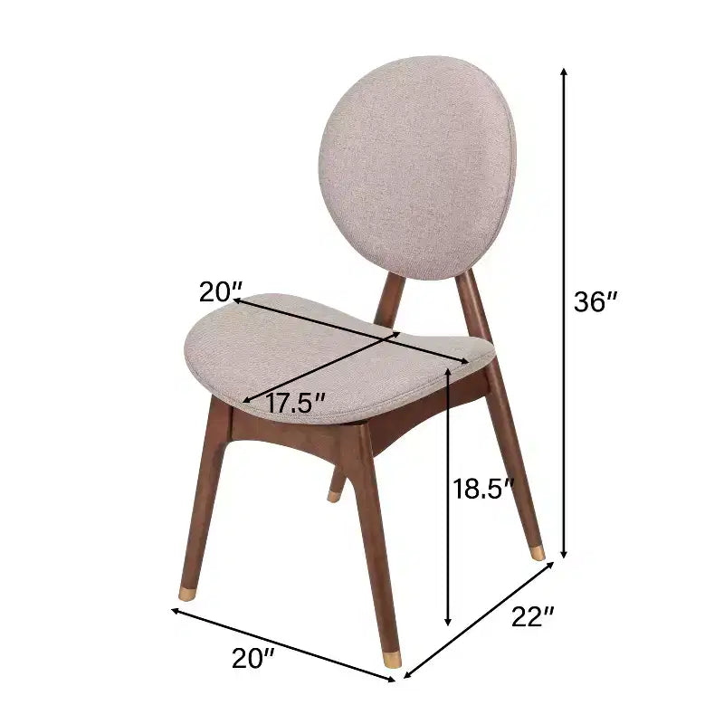 Chaise de salle à manger capitonnée en bois de style Mid-Century Modern (Lot de 2)