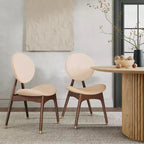 Chaise de salle à manger capitonnée en bois de style Mid-Century Modern (Lot de 2)