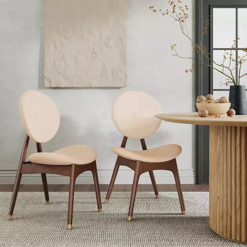Chaise de salle à manger capitonnée en bois de style Mid-Century Modern (Lot de 2)