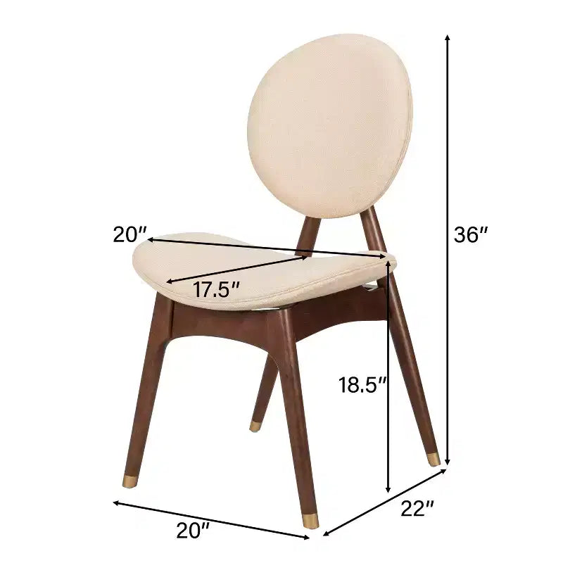 Chaise de salle à manger capitonnée en bois de style Mid-Century Modern (Lot de 2)