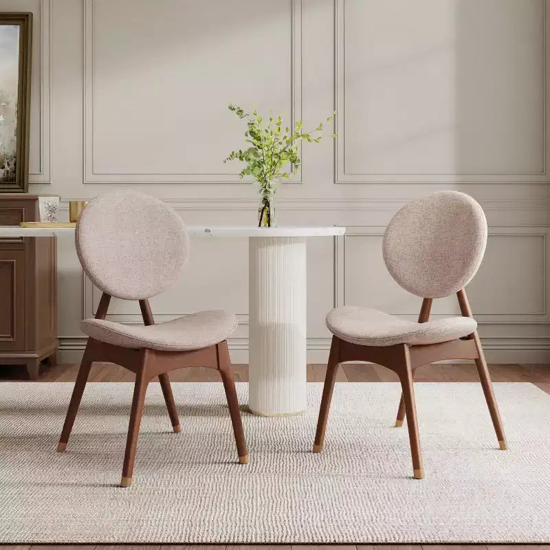 Chaise de salle à manger capitonnée en bois de style Mid-Century Modern (Lot de 2)
