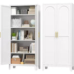 Zevemomo 70.87'' Tall Metal Pantry Cabinet with 2 Doors, with 4 Adjustable Shelves, Steel Cupboard for Kitchen, Pantry,Dining Room, Living Room,White