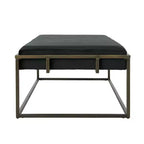 Banc Ottoman Rembourré en Velours avec Finition Laiton, Noir