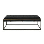 Banc Ottoman Rembourré en Velours avec Finition Laiton, Noir