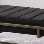 Banc Ottoman Rembourré en Velours avec Finition Laiton, Noir