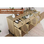 Grand buffet de 62 pouces avec rangement et 3 tiroirs, meuble de rangement pour bar à café en libre-service avec 4 portes vitrées pour salle à manger, salon, cuisine