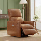 Power Swivel Glider Recliner Chair with USB Port & Lumbar Support, PU Leather Electric Rocker for Nursery, Living Room & Bedroom