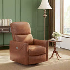 Fauteuil inclinable pivotant et coulissant électrique avec port USB et soutien lombaire, fauteuil à bascule électrique en cuir PU pour chambre de bébé, salon et chambre à coucher
