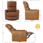 Fauteuil inclinable pivotant et coulissant électrique avec port USB et soutien lombaire, fauteuil à bascule électrique en cuir PU pour chambre de bébé, salon et chambre à coucher