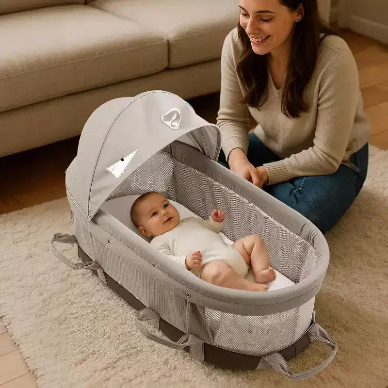 Moïse portable pour bébé avec auvent et poignées de transport