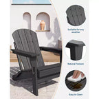 Chaise Adirondack pliable, chaise pliante toutes saisons en PEHD, chaises Adirondack résistantes aux intempéries pour patio, jardin, pelouse, arrière-cour, piscine
