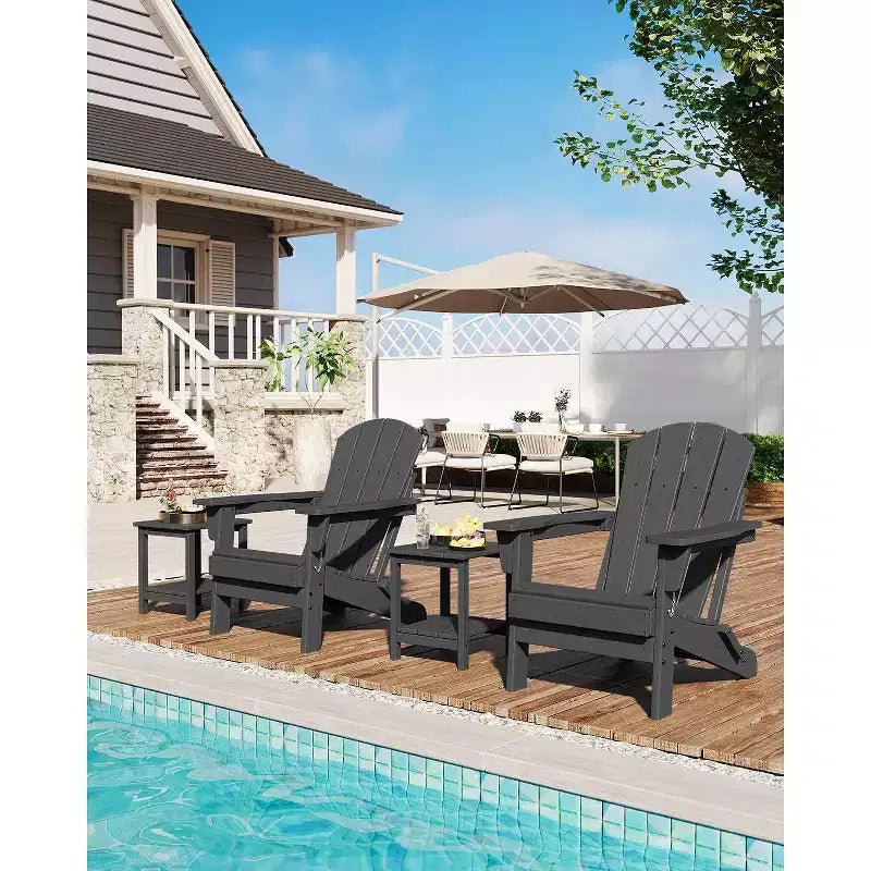 Chaise Adirondack pliable, chaise pliante toutes saisons en PEHD, chaises Adirondack résistantes aux intempéries pour patio, jardin, pelouse, arrière-cour, piscine