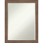Amanti Art Pia Medium Brown Narrow Petite Bevel Bathroom Wall Mirror 27.25 x 21.25 in.