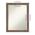 Miroir mural de salle de bain biseauté étroit petite, brun moyen 27,25 x 21,25 po