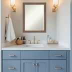 Miroir mural de salle de bain biseauté étroit petite, brun moyen 27,25 x 21,25 po