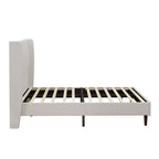 Cadre de lit rembourré Queen/King Size, Lit plateforme avec tête de lit haute en chenille, Sommier tapissier non requis, Blanc ivoire