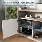 Meuble TV cannelé de 59 po pour téléviseurs jusqu'à 65 po, meuble de divertissement moderne du milieu du siècle avec panneaux ondulés et étagères ouvertes, console multimédia en bois pour chambre à coucher