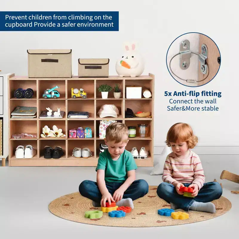 Étagères de rangement ouvertes, Meubles de rangement autonomes avec 2 portes, 47x 11,7x 26,5, 2 dispositifs anti-basculement, Convient pour l'école