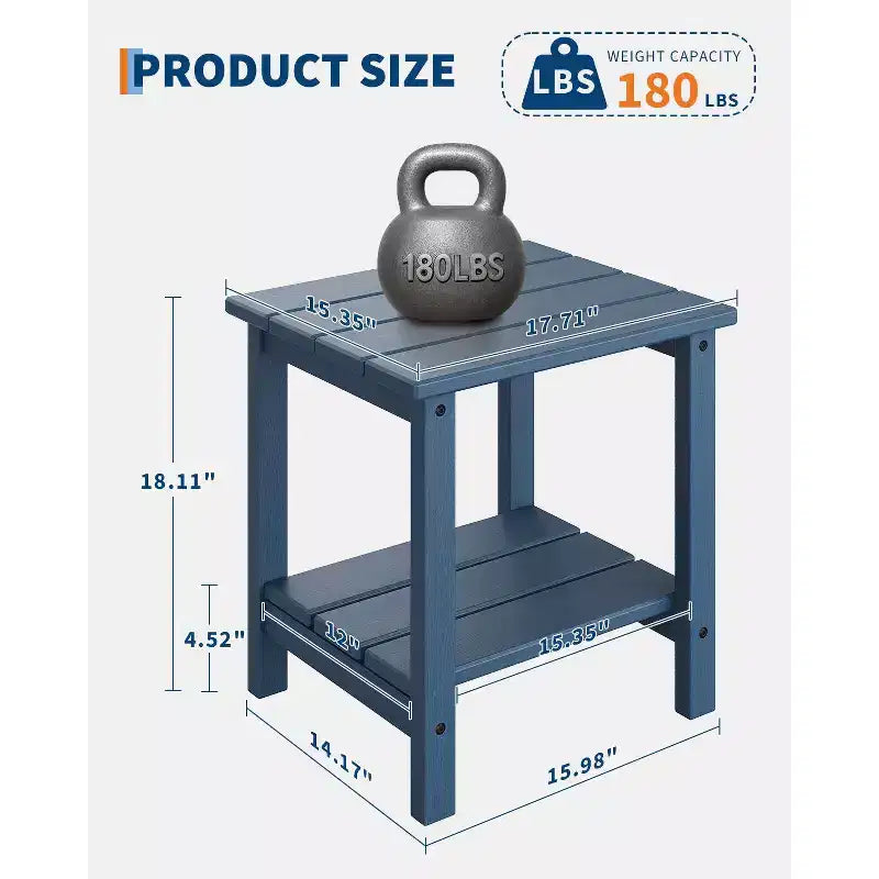 Tables d'appoint d'extérieur, lot de 2, tables d'appoint de patio résistantes aux intempéries, tables de patio carrées en plastique, tables d'appoint pour terrasse de piscine.