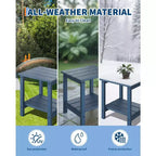 Tables d'appoint d'extérieur, lot de 2, tables d'appoint de patio résistantes aux intempéries, tables de patio carrées en plastique, tables d'appoint pour terrasse de piscine.