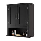 Meuble haut de salle de bain noir 2 portes avec 1 étagère