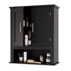 Meuble haut de salle de bain noir 2 portes avec 1 étagère