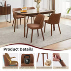 Lot de 6 chaises de salle à manger modernes à dossier ailé, rembourrées en lin avec pieds en bois, coussins épais, peu encombrantes, pour la cuisine