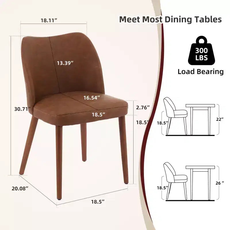 Lot de 6 chaises de salle à manger modernes à dossier ailé, rembourrées en lin avec pieds en bois, coussins épais, peu encombrantes, pour la cuisine