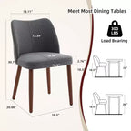 Lot de 6 chaises de salle à manger modernes à dossier ailé, rembourrées en lin avec pieds en bois, coussins épais, peu encombrantes, pour la cuisine