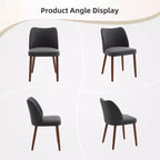 Lot de 6 chaises de salle à manger modernes à dossier ailé, rembourrées en lin avec pieds en bois, coussins épais, peu encombrantes, pour la cuisine