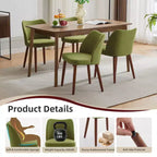 Lot de 6 chaises de salle à manger modernes à dossier ailé, rembourrées en lin avec pieds en bois, coussins épais, peu encombrantes, pour la cuisine